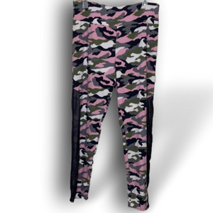 NO Boundaries pink and gray camo leggings with mesh sides size XL